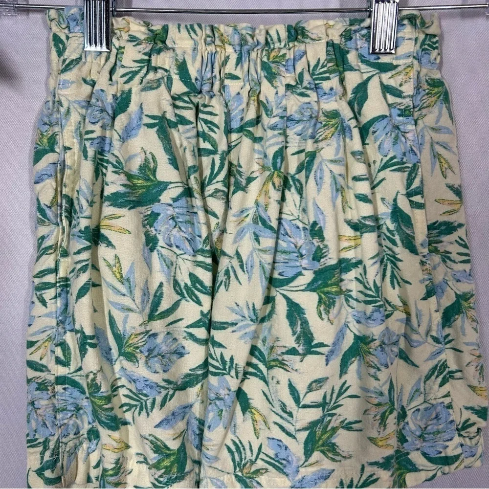 Uniqlo | Linen Easy Shorts Floral Kids Green Blue Girls Size 7/8